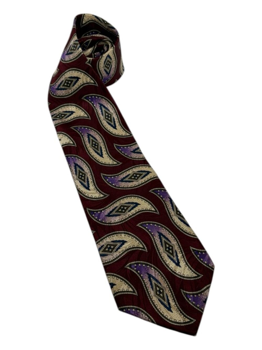 Gordon & Davis Paisley Print Silk Neck Tie Hand Sewn in USA